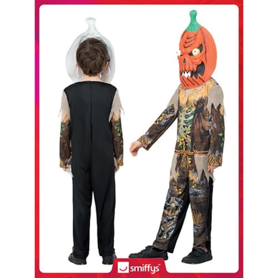 image 1 of Pumpkin Scarecrow Reaper Fancy Dress Costume Kids Unisex Medium - Age 7-9