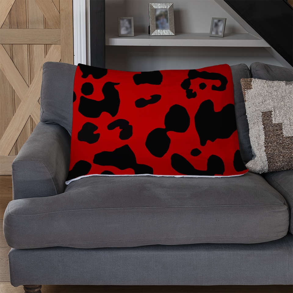 image 1 of Red Leopard Print Blanket | Multi