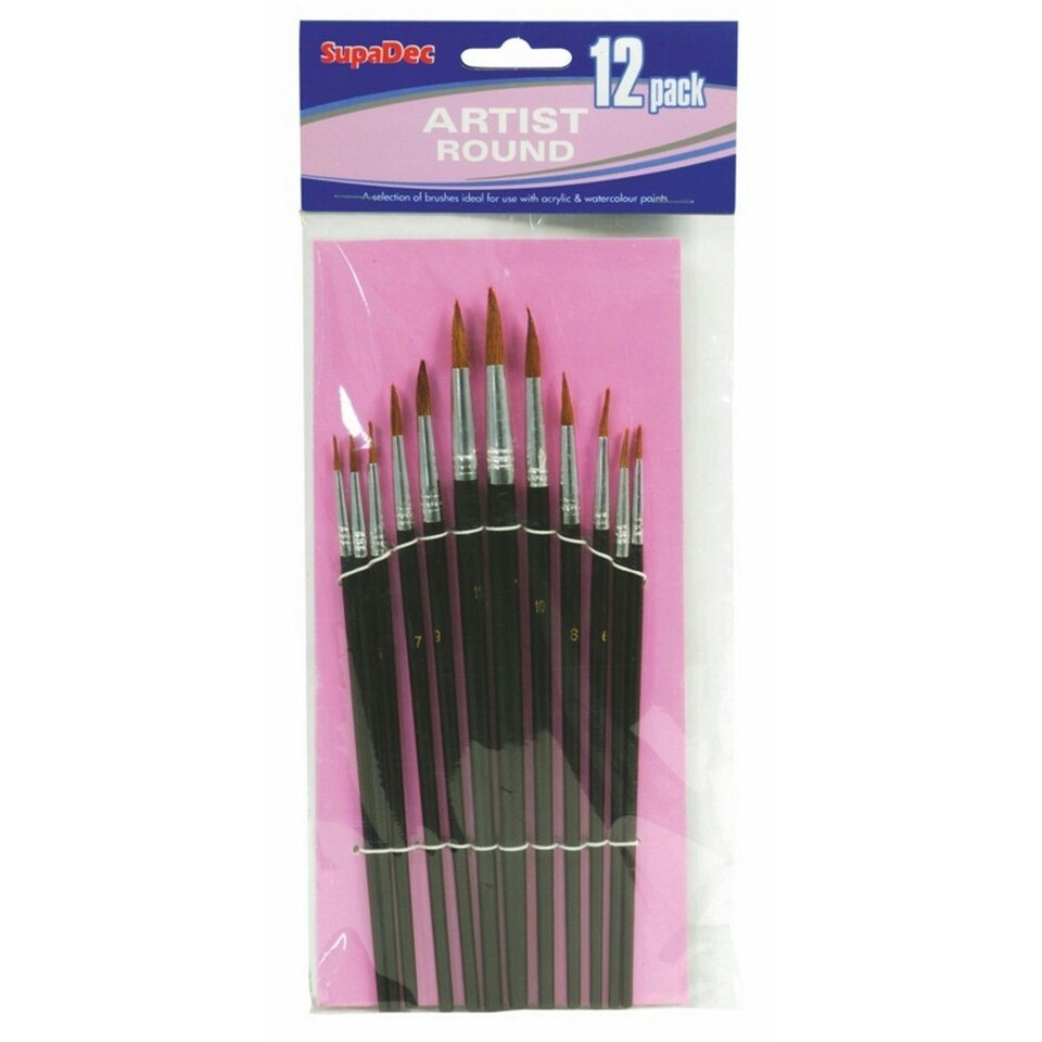 SupaDec Artist Brush Set (12 Piece) - Black - One Size