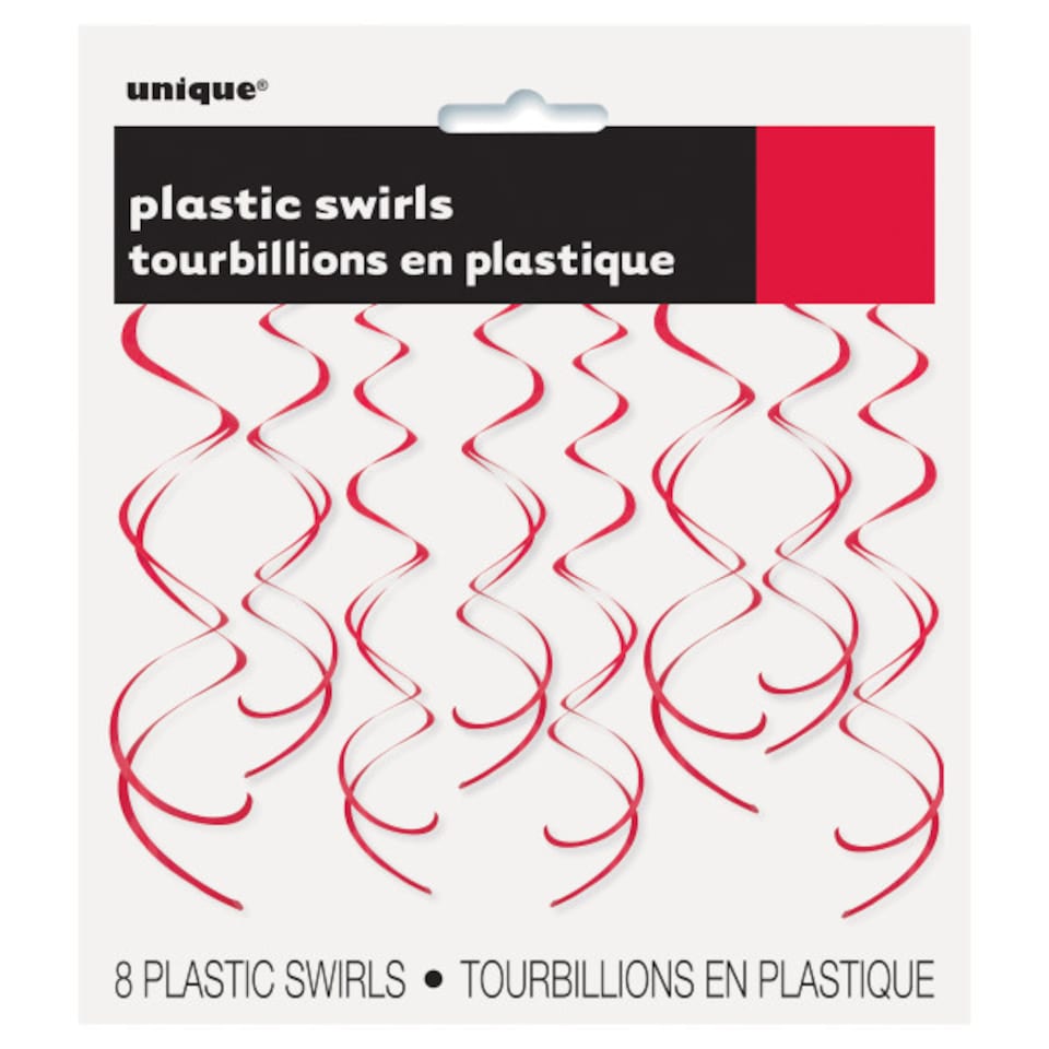 image 1 of Red Swirl Hanging Decorations - Pack of 8