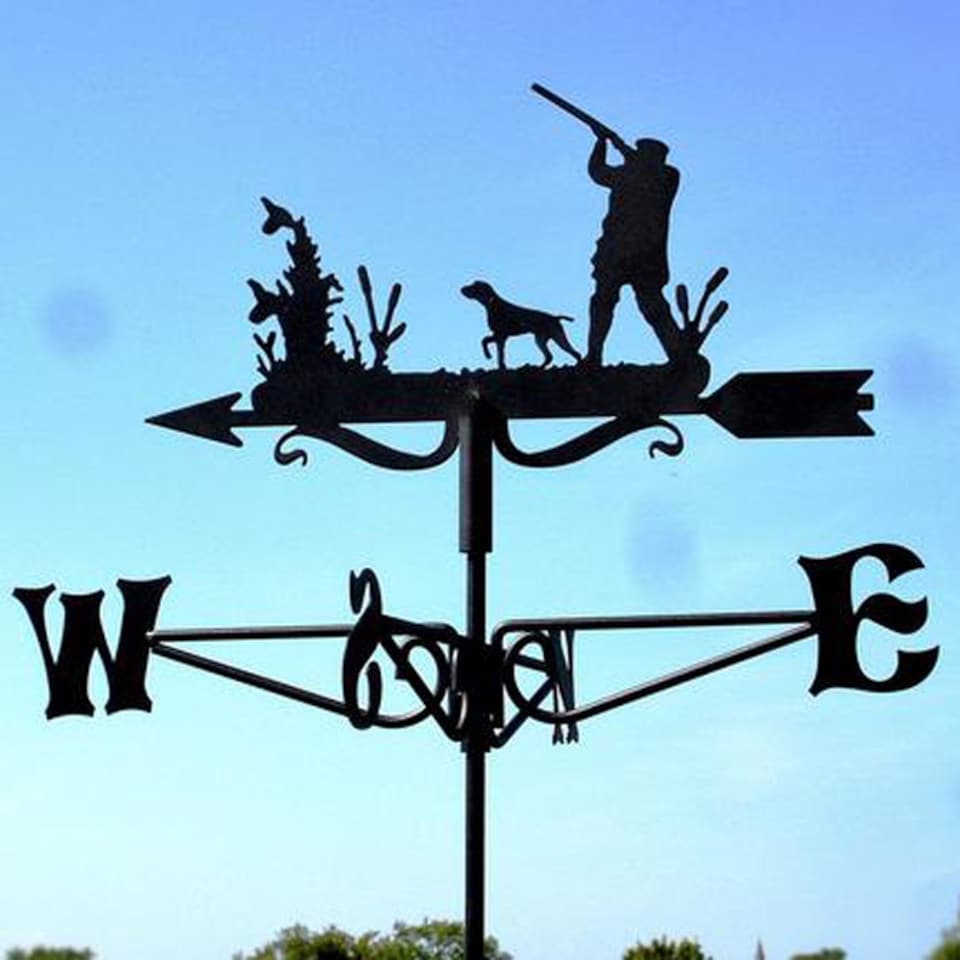 image 1 of Mini Man with Shotgun Weathervane - Steel - L38 x W38 x H46 cm - Black