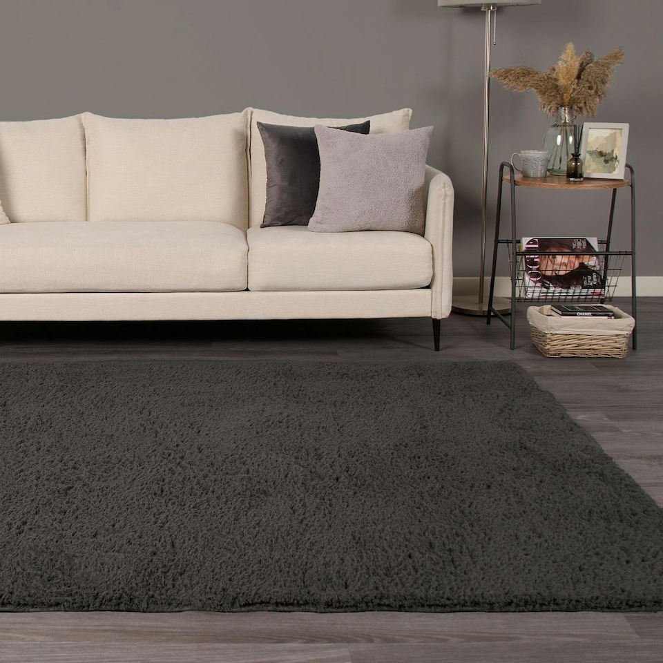 image 1 of OHS Soft Shaggy Textured Plush Carpet Floor Rug, 160x230cm - Charcoal