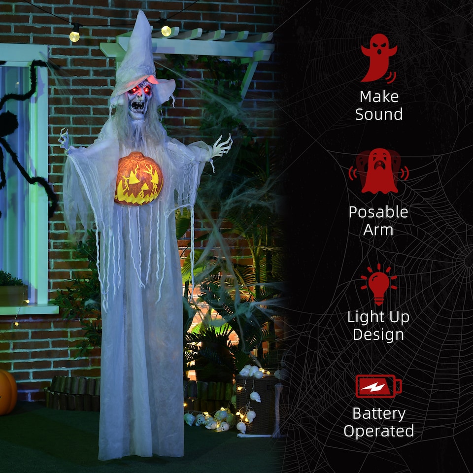 image 1 of HOMCOM Hanging Witch Prop Life Size with Sound and Motion Activated