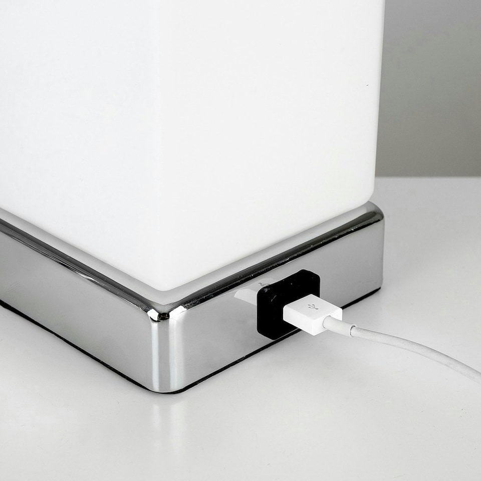 image 1 of ValueLights Lazio Pair of Silver Table Lamp Touch On/Off White
