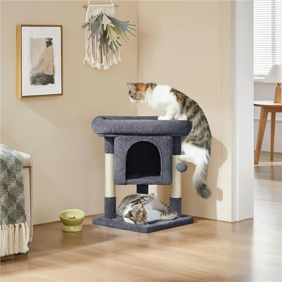 image 1 of Yaheetech 59 cm 2-Level Cat Tree with Condo Dark Grey