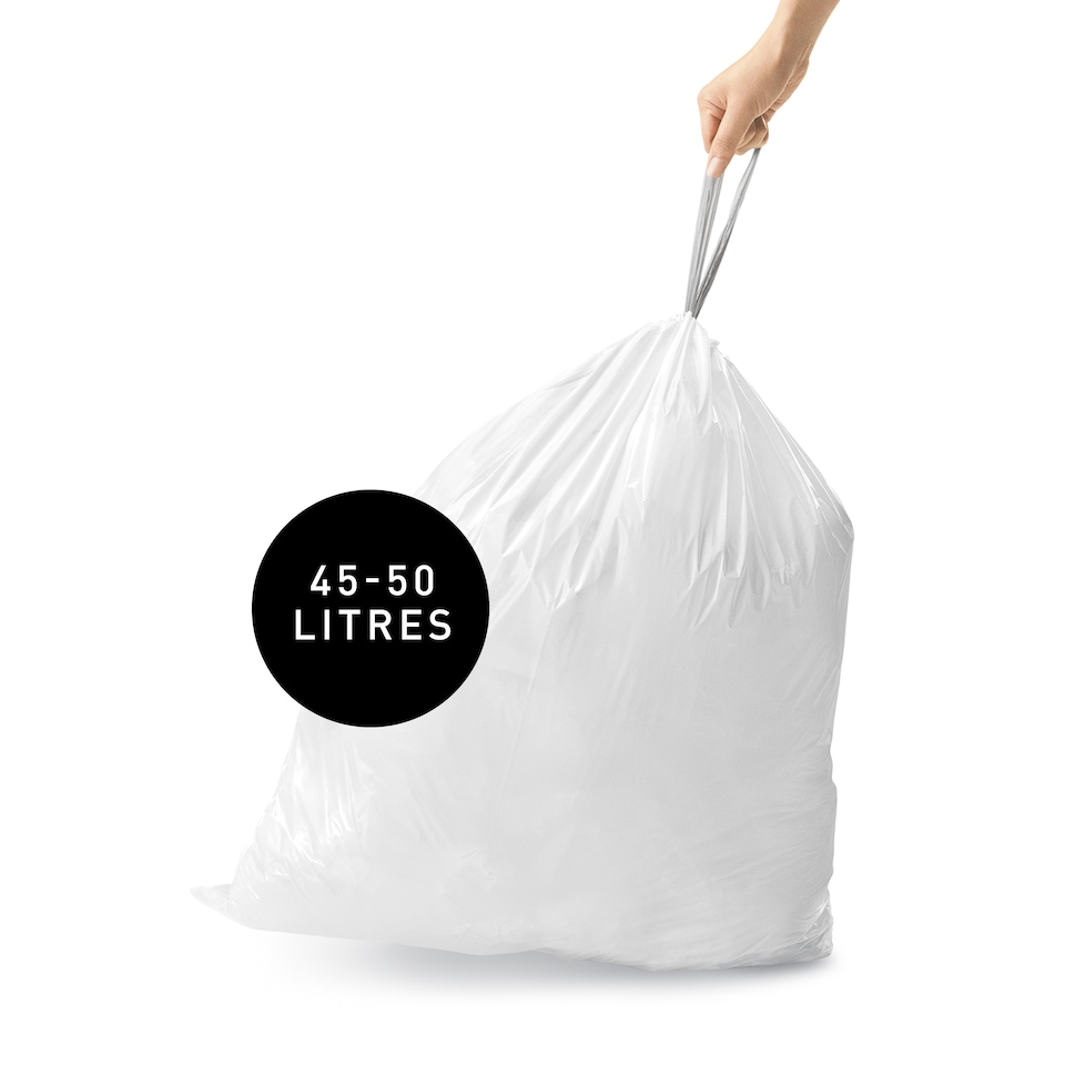 image 1 of Simplehuman 50L Code N Bin Liners, 50% Recycled Custom Fit Bin Bags, Pack of 100 | White | Code N | Code N | 5