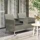 image 2 of Outsunny Rattan Chair Garden Furniture Patio Love Seat Table Grey | Grey