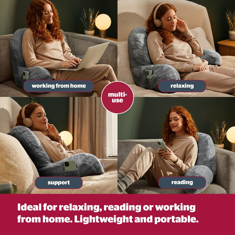 image 1 of Silentnight Cosy Cuddles Pillow, Back Support Reading Pillow, Grey