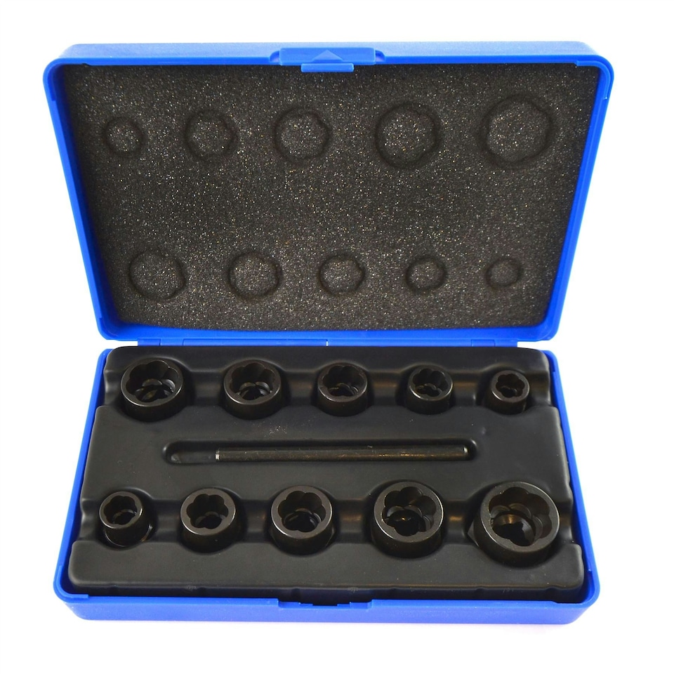 image 1 of 11pc 3/8" Twist Socket Nut Style Bolt Twist Socket Wheel Lock Nut Remover TE919