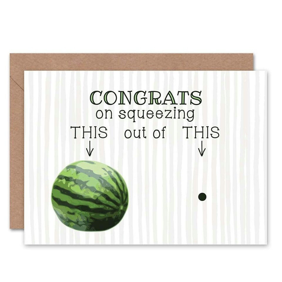 image 1 of Watermelon Congrats Humour Funny New Baby Card