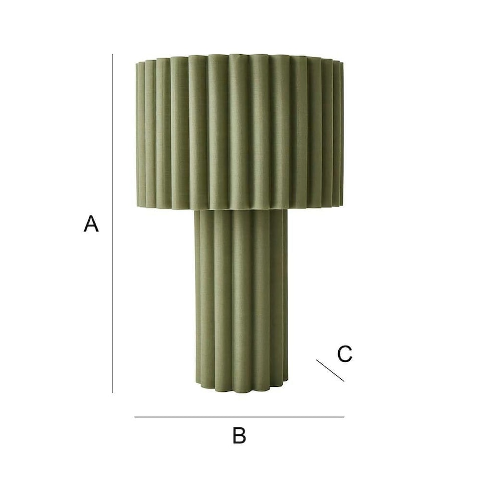 image 1 of ValueLights Lenny Moss Green Drum Lamp Shade Colour Drench Ribbed Full Fabric Table Lamp | Green