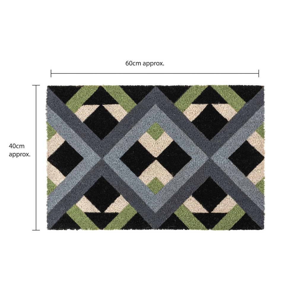 image 1 of JVL Latex Backed Coir Entrance Doormat, 40x60cm - Geo
