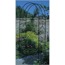 York Scroll Small Rose Arch - Solid Steel - L305 x W1067 x H2134 mm - Powder Coated Black | Black | 1