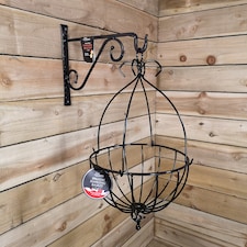 Tom Chambers Black Metal Spanish Garden Flower Wall Hanging Basket Large 35cm 14 inch - Without Bracket | Black | Black