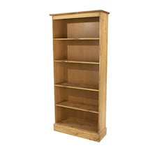 Cotswold Tall 5-Shelf Bookcase - Antique Wax Finish with Pine Construction and Chunky Top | Brown | Antique Wax | One Size | 1