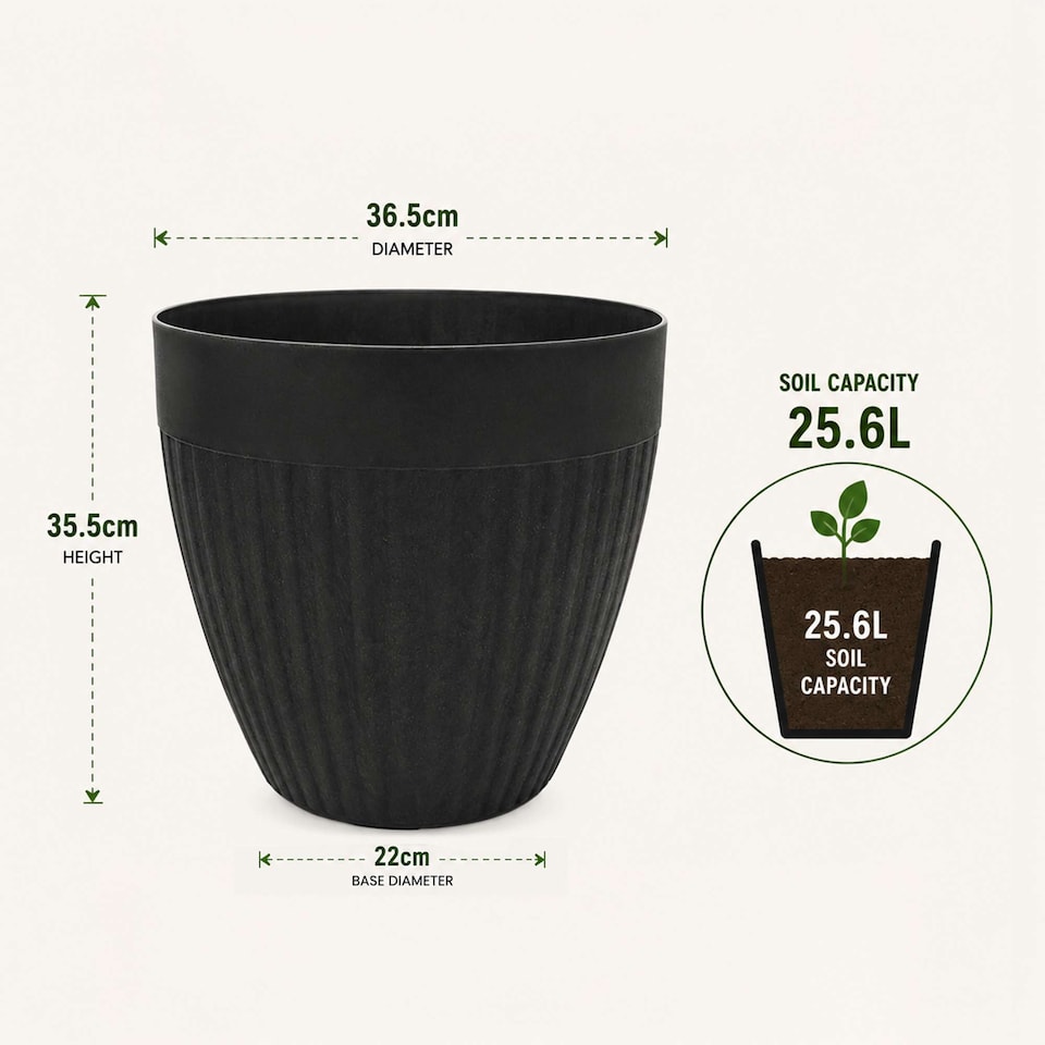 image 1 of Nicoman Madison Rib Tall Planter Non-Shed Non-Crack Indoor Outdoor Planter