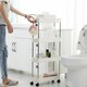 image 2 of Living and Home Plastic Storage Trolley Cart 4-Tier Rack - White