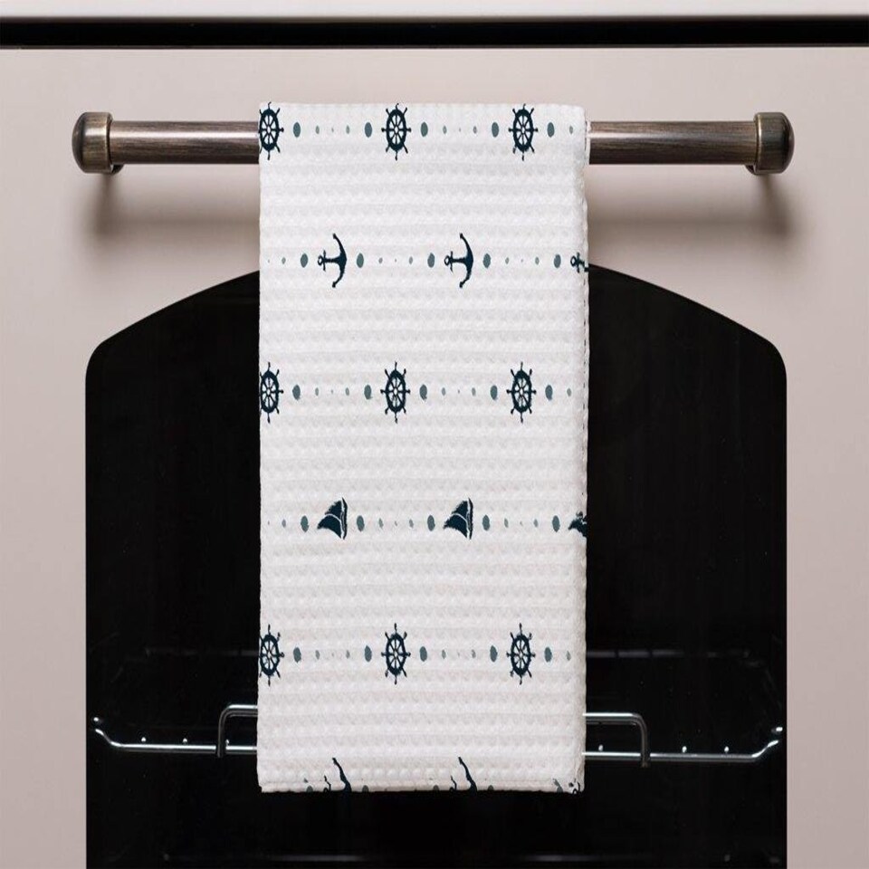 image 1 of Anchor, Wheel, Sailboat (Kitchen Towel)
