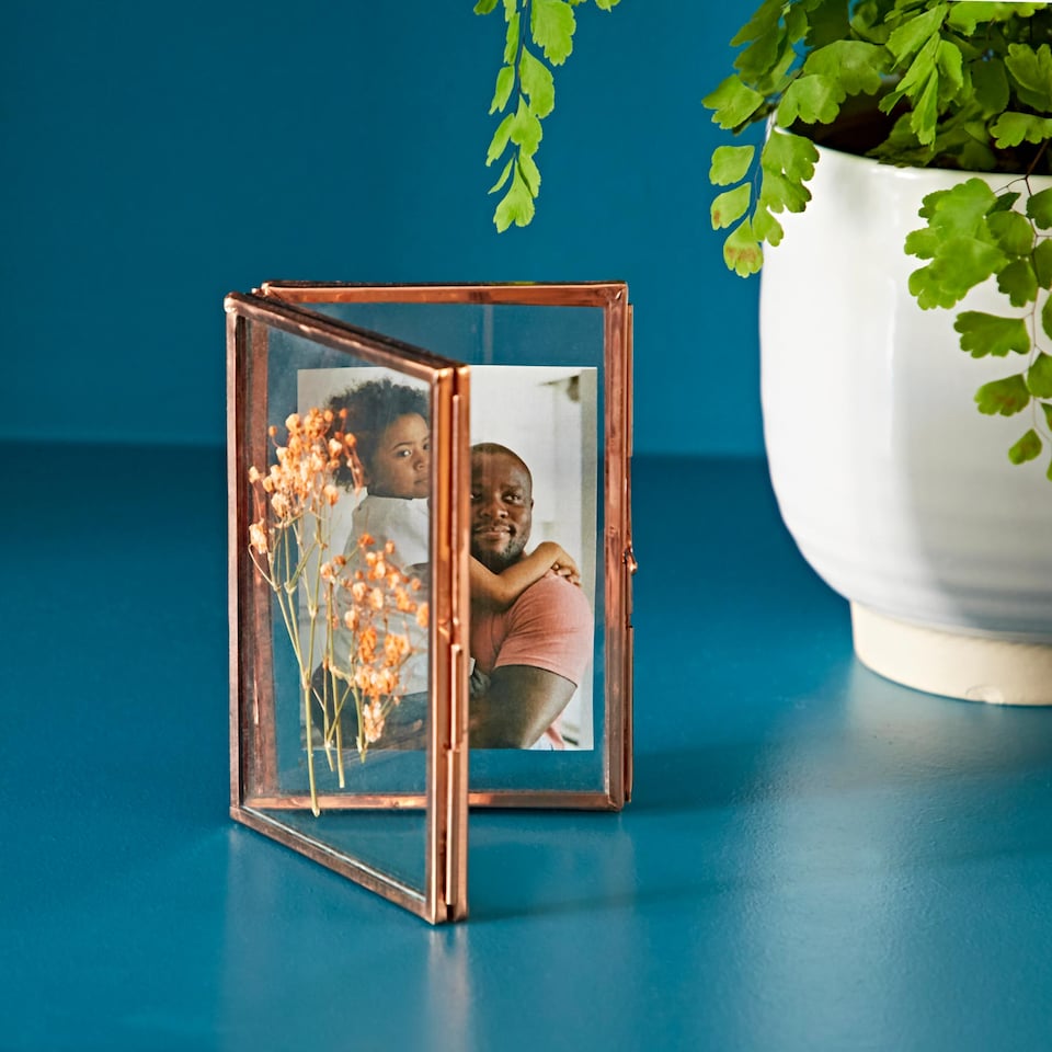 image 1 of Recycled Glass Folded Double Photo Frame