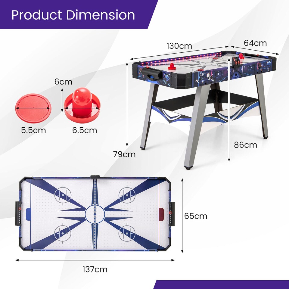 image 1 of COSTWAY Air Hockey Game Table Powered Hockey Game Table w/ 2 Pushers