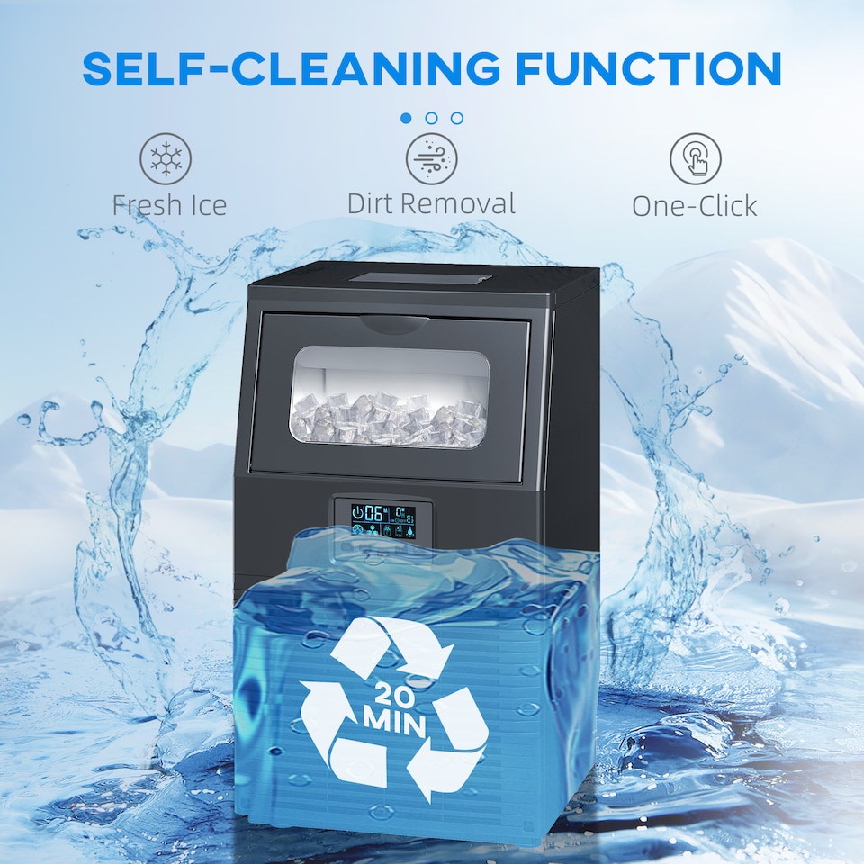 image 1 of HOMCOM Commercial Ice Maker with 4kg Ice Storage for Home Restaurant | Black