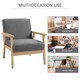 image 6 of HOMCOM Modern Armchair, Linen Upholstered Sofa with Solid Wood Legs and Wide Seat, Accent Chair for Living Room Bedroom Office, Grey
