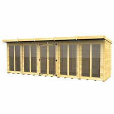 20ft x 6ft Pent Summer House (Full Height Window) - Wood - L178 x W589 x H201 cm Brown
