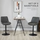 image 3 of HOMCOM Adjustable 360 Degree Swivel Bar Stools, Set of 2 Bar Chairs, Grey