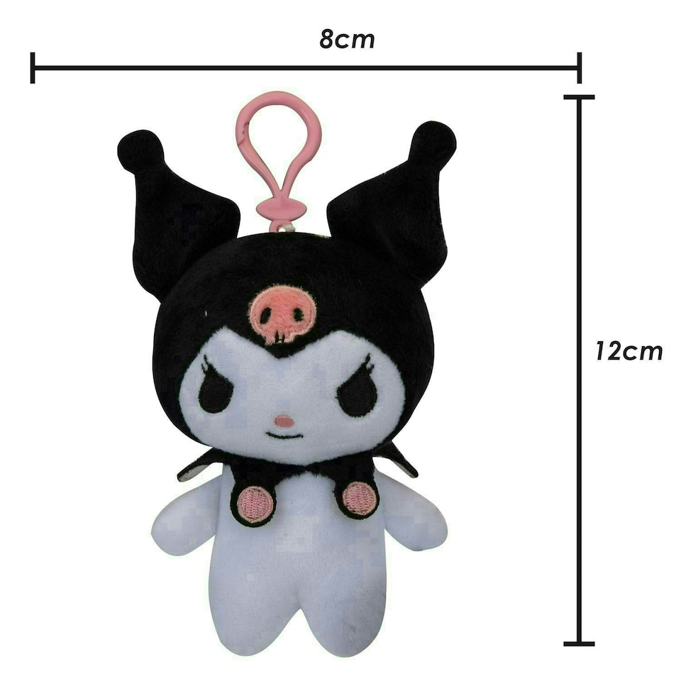 image 1 of Hello Kitty Soft Toy Clip On Kuromi Cute Plush Huggable Cuddly 12cm Black