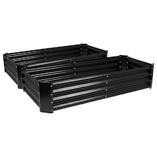 Harbour Housewares Raised Garden Beds - 2x Anthracite Rectangular Bottomless Metal Raised Galvanised Steel Planter Box 180 x 90cm