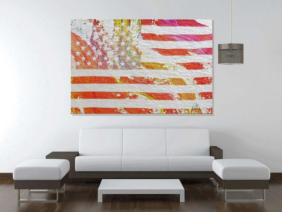 image 1 of American Flag Flare (Canvas Print) | Cream