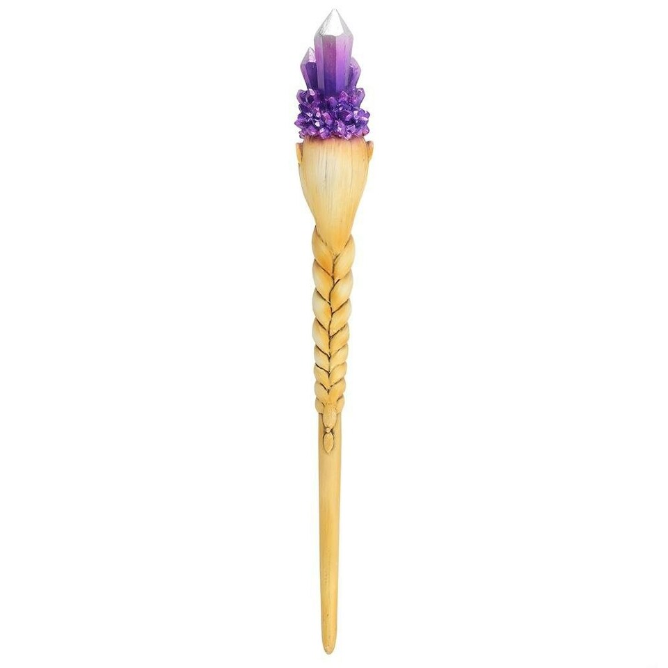 image 1 of Something Different Crystal Goddess Wand - Gold/Purple - One Size