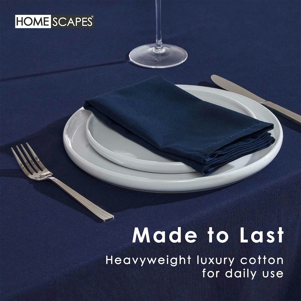 image 1 of Homescapes Navy Blue Tablecloth - 178 x 300 cm Blue