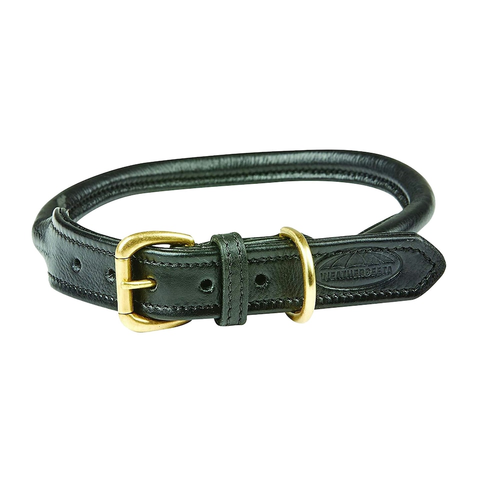 image 1 of Weatherbeeta Rolled Leather Dog Collar - Black - M