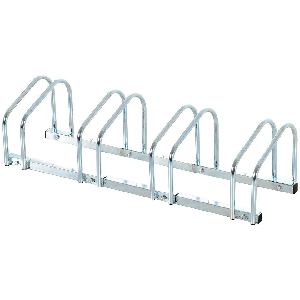 image 1 of HOMCOM Bike Parking Rack Bicycle Locking Storage Stand for 4 Cycling Silver