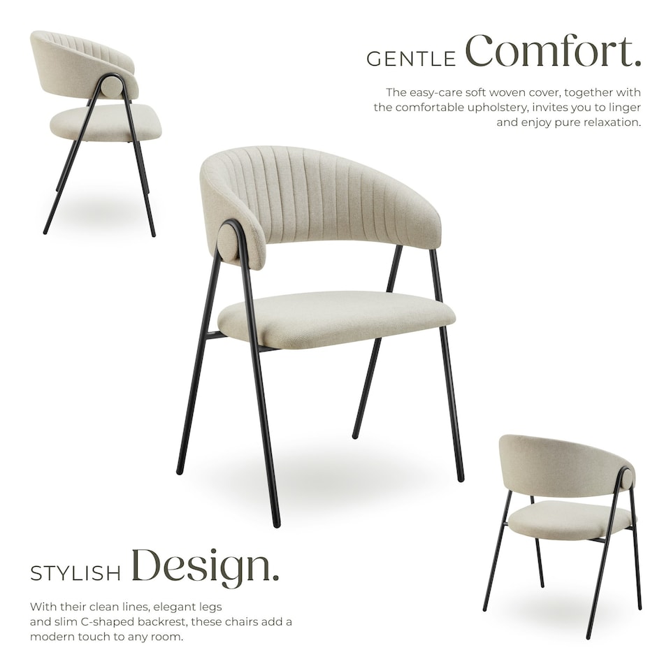 image 1 of Dining Chair Bedano - woven fabric, padded, 150 kg load capacity - Set of 4 Grey | Greige