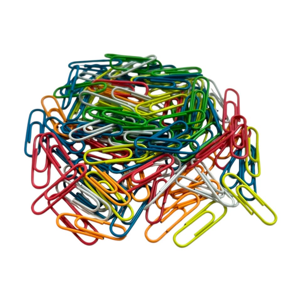 image 1 of Pack of 100 Assorted Coloured 28mm Paper Clips in Hang Pack
