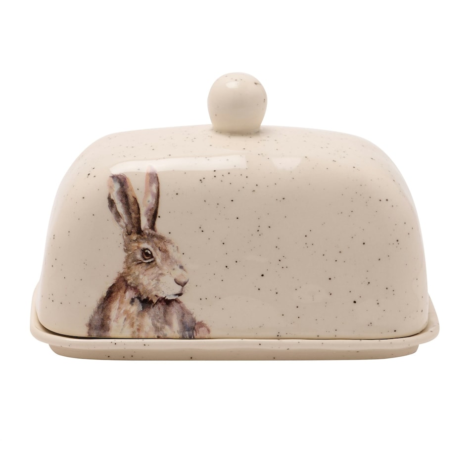 image 1 of Meg Hawkins Butter Dish Hare White