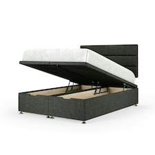 Charcoal Linen Ottoman Base and Milan Headboard King Size N/A