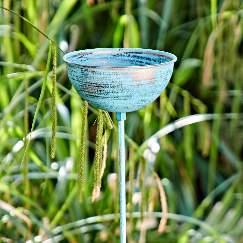 image 1 of Recycled Iron Distressed Blue Rain Catcher