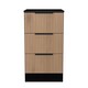 image 1 of Crete 3 Drawer Bedside Cabinet in Slatted Effect & Black (Ready Assembled) | Black | Slatted Effect / Black