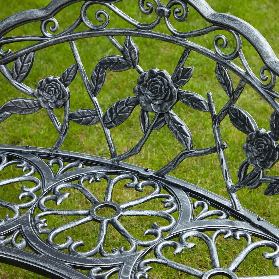 image 1 of Cast Aluminium Garden Bench Metal Frame 2 Seater Patio Chair Outdoor Seating | Grey