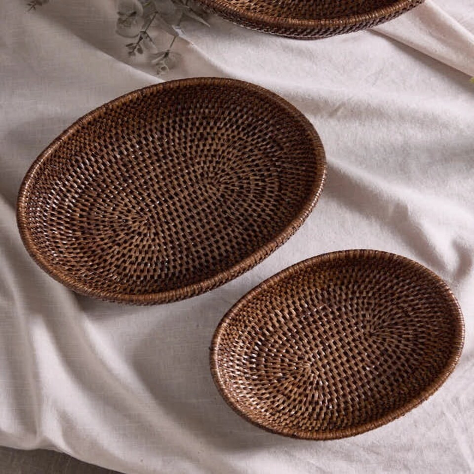 image 1 of Natural Rattan Rounded Basket