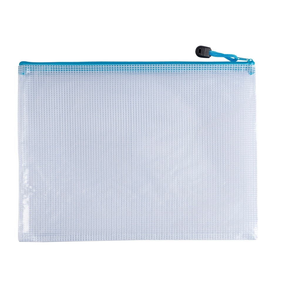 image 1 of Pack of 12 A5 Light Blue PVC Mesh Zip Bags
