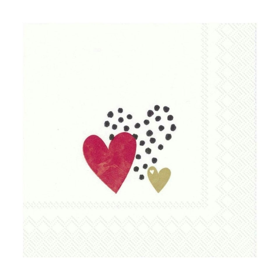 IHR  Love You Gold & Red Cocktail Napkins 25cm 3ply  20 Pack