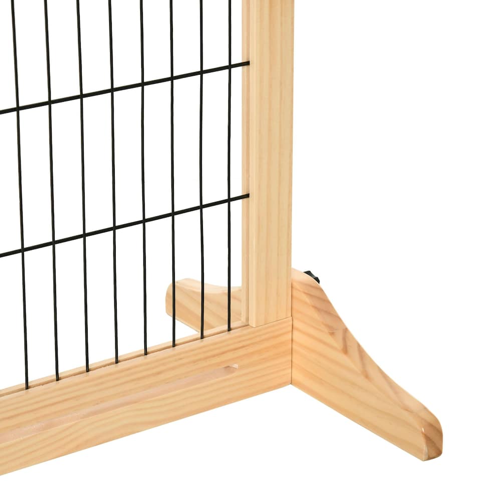 image 1 of PawHut Adjustable Wooden Pet Gate Freestanding Dog Barrier for Doorway