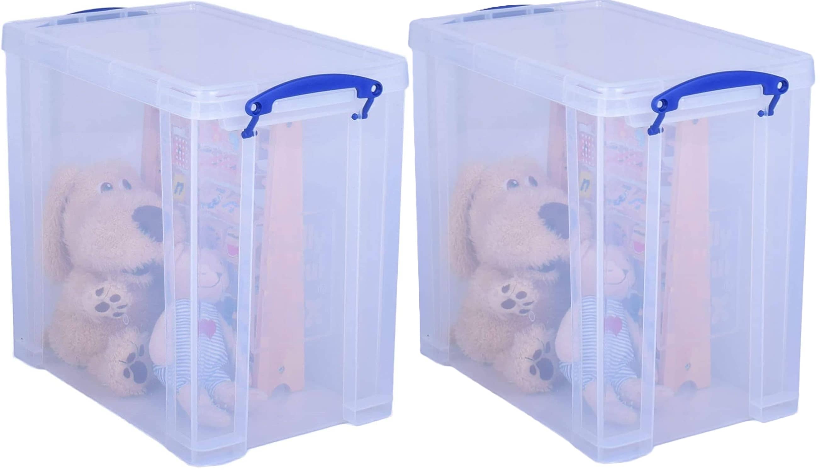 Really Useful Plastic Storage Box 25 Litre CLEAR Pack of 2