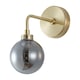 image 2 of Set of 2 Toner - Satin Brass with Smoked Glass Globe Wall Lights | Gold | Grey | 2