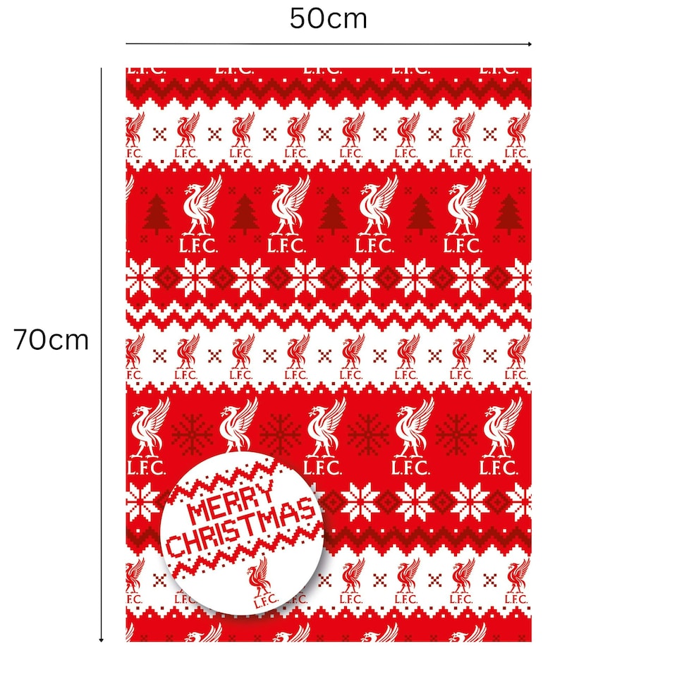 image 1 of Liverpool FC Christmas 2 Sheets & 2 Tags Gift Wrap