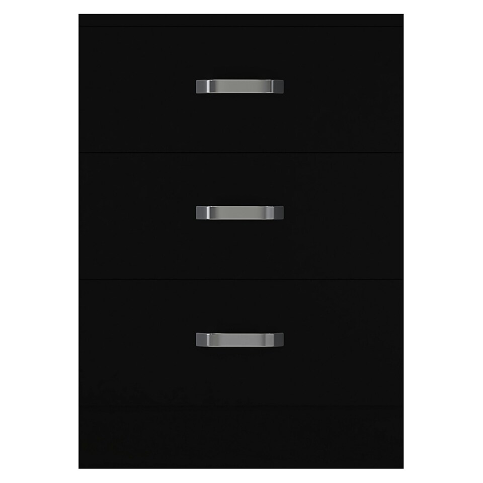 image 1 of FWStyle Tunis 3 Drawer Bedside Chest Matt Black